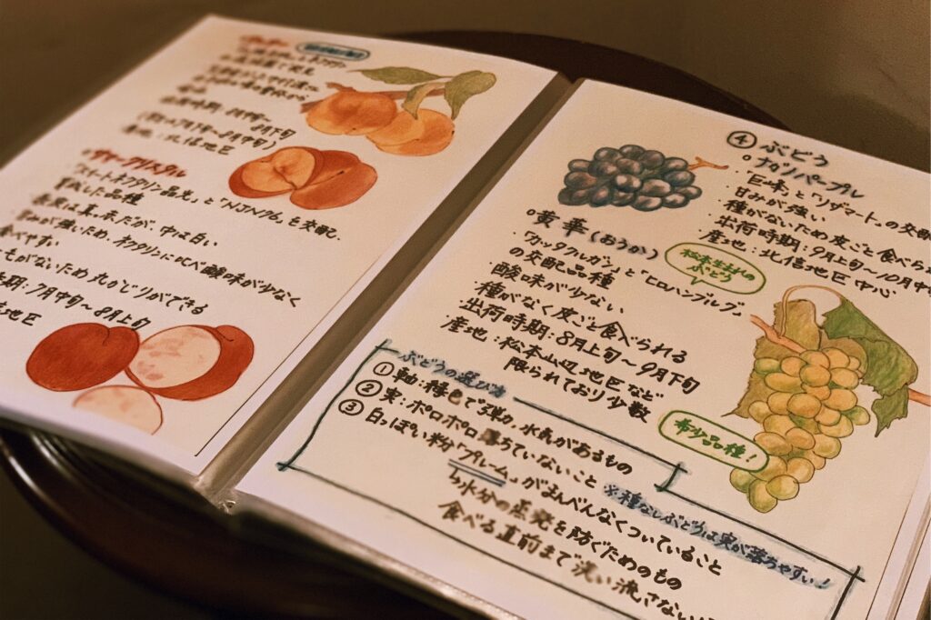 酒店房間內有手繪介紹長野縣，例如當地盛產水果